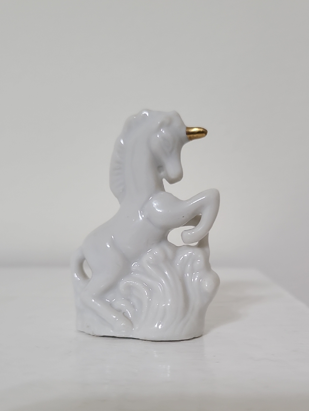 Vintage Miniature White Porcelain Unicorn With Gold Horn